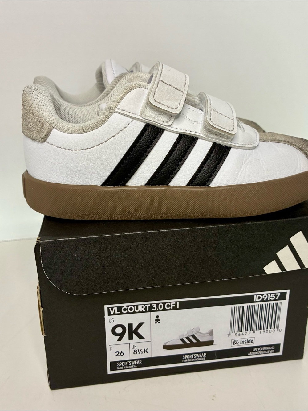 Toddler Adidas VL Court 3.0 CF Synthetic ID9157 White Black Size 9K / 9C